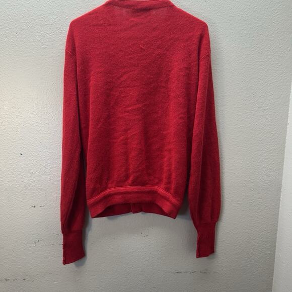 VTG 70s Lord Jeff Orlon Acrylic Red Knit Button Retro Cardigan Sweater Mens M - Picture 6 of 6